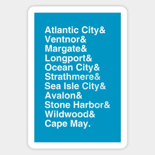 South Jersey Beaches List (distressed) Magnet